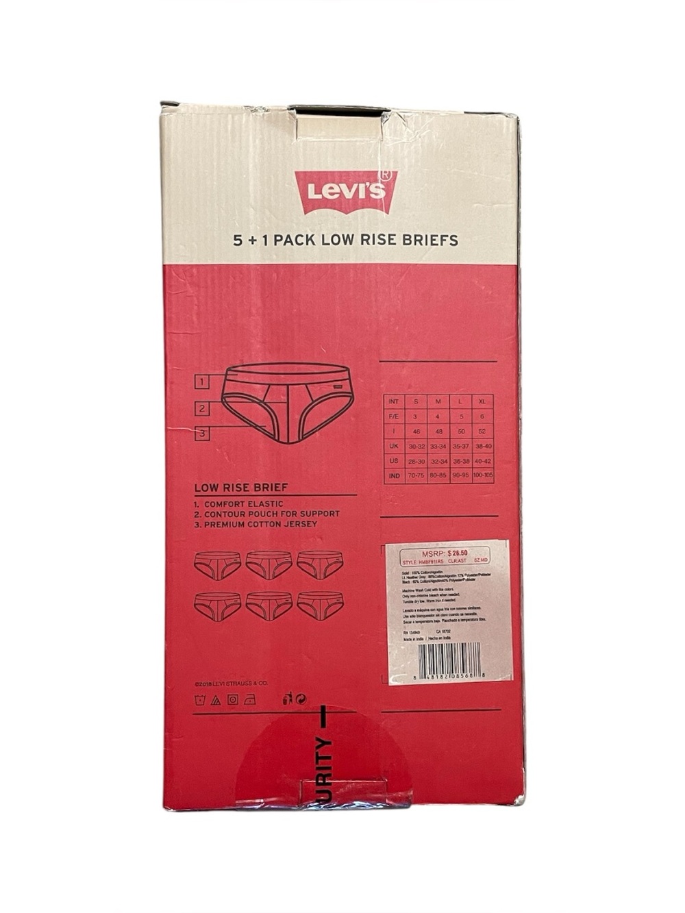 Levi’s Low Rise Briefs 5 + 1 Pack - Picture 2 of 3